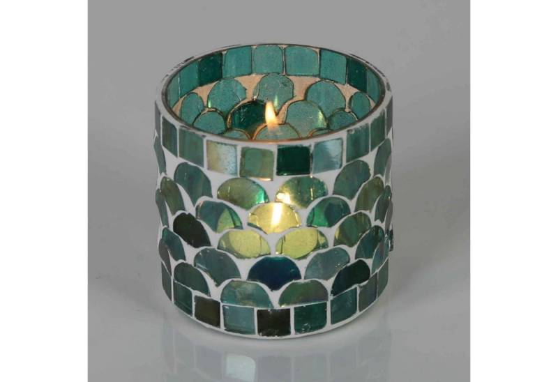 Casa Moro Windlicht Orientalisches Mosaik Windlicht Athen Grün aus Glas (Boho Chic Teelichthalter Kerzenständer Kerzenhalter, Glaswindlicht in den Größen S und M oder als 2er Set bestellbar), Muttertag Ostern Geschenk Idee Tisch Deko von Casa Moro