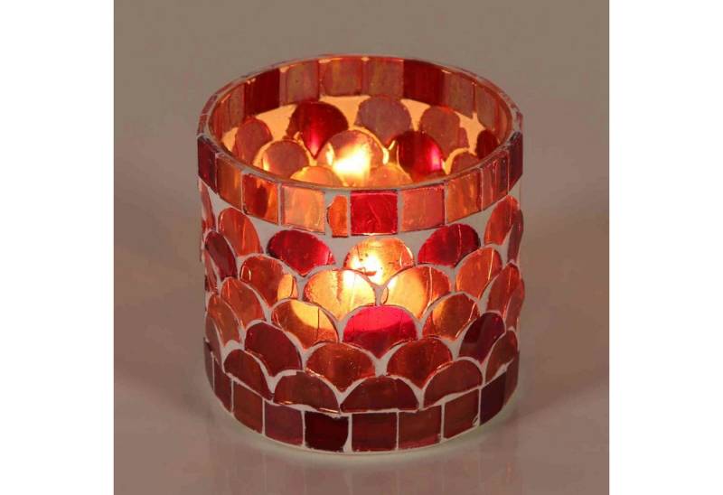 Casa Moro Windlicht Orientalisches Mosaik Windlicht Athen Rot aus Glas handgefertigt (Boho Chic Teelichthalter Kerzenständer Kerzenhalter, Glaswindlicht in den Größen S und M oder als 2er Set bestellbar), Ramadan Dekoration Eid Mubarak Deko von Casa Moro