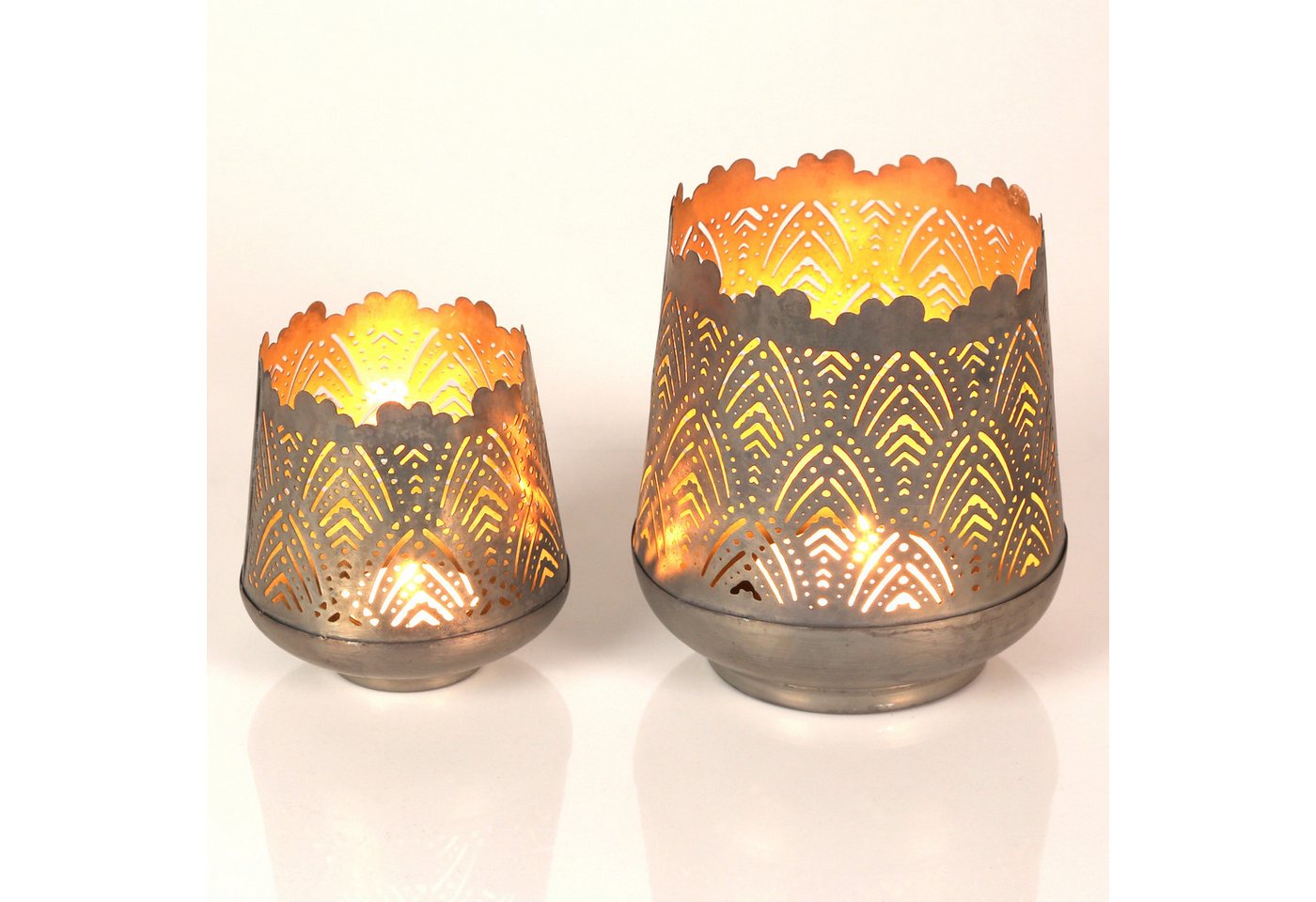 Casa Moro Windlicht Teelichthalter Ostern Deko 2er Set Alt-Silber Kerzenleuchter rustikal (einzigartige Wohn Deko Skandi Stil), Muttertag Dekoration Geschenk-Idee Windlichter Set von Casa Moro