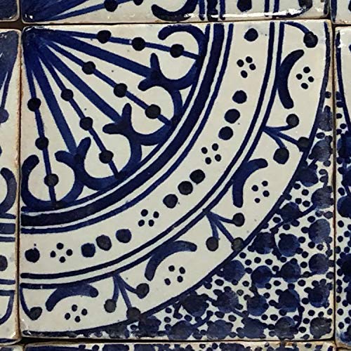 Casa Moro orientalische Keramikfliese Hanefi 10x10 cm blau weiß handbemalte marokkanische Fliese Kunsthandwerk aus Marokko Wandfliese für schöne Küche Dusche Badezimmer | HBF8290 von Casa Moro