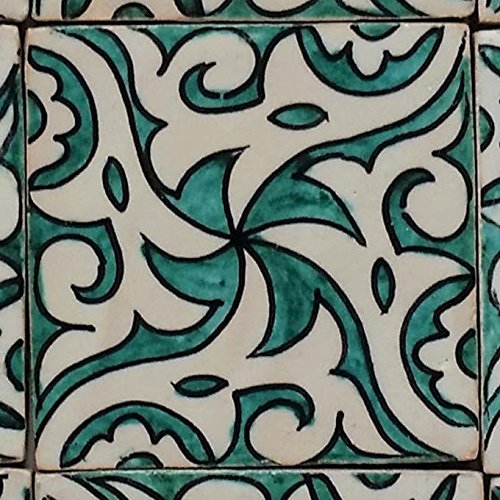 Casa Moro orientalische Keramikfliese Hiyam grün 10x10 cm handbemalte marokkanische Fliese Kunsthandwerk aus Marrakesch Wandfliese für schöne Küche Dusche Badezimmer | FL7121 von Casa Moro