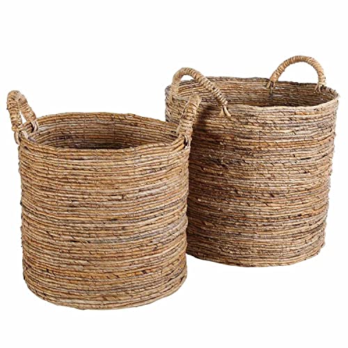 Flechtkorb ALYA Natur 2er Set Groß rund aus Bananenblatt geflochten | Allzweckkorb Boho Chic Wäschekorb Obstkorb Gemüsekorb Natur-Korb mit Henkel | HAR0029 Flechtkorb ALYA Natur 2er Set Groß rund aus Bananenblatt geflochten | Allzweckkorb Boho Chic Wäschekorb Obstkorb Gemüsekorb Natur-Korb mit Henkel | HAR0029 von Casa Moro
