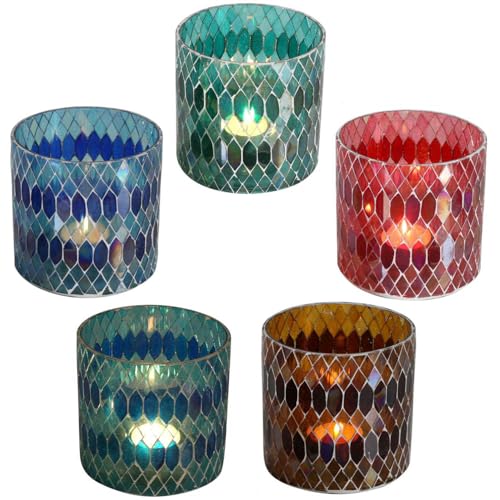 Marokkanisches Mosaik Glas-Windlicht Rayan M 5er Set Ø10cm rund in 5 Farben Muttertag Ostern Deko bunt orientalischer Teelichthalter Kerzenleuchter WZ170-M Marokkanisches Mosaik Glas-Windlicht Rayan M 5er Set Ø10cm rund in 5 Farben Muttertag Ostern Deko bunt orientalischer Teelichthalter Kerzenleuchter WZ170-M von Casa Moro