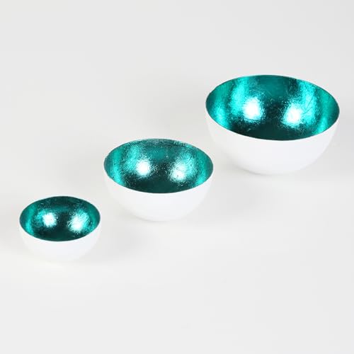 Metall Teelichtschalen Maritime Kerzen-Schalen Weiß Türkis Scandi 3er-Set Boho Deko Metall Teelichtschalen Maritime Kerzen-Schalen Weiß Türkis Scandi 3er-Set Boho Deko von Casa Moro