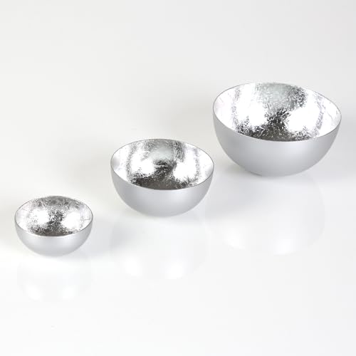 Moderne Teelicht-Schalen Metall Silber Urban Kerzen-Schale Teelichthalter Industrial Grau 3er-Set Moderne Teelicht-Schalen Metall Silber Urban Kerzen-Schale Teelichthalter Industrial Grau 3er-Set von Casa Moro