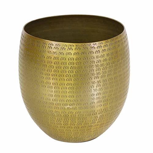 Orientalischer Blumentopf Übertopf Blumenkübel Vega S Gold 25x25 cm rund aus Aluminium mit Hammerschlag Luxus Metall Pflanzkübel Boho Casa Moro ABK704 von Casa Moro