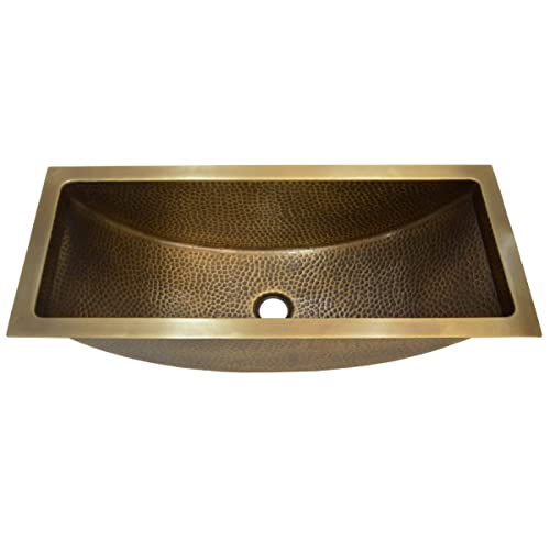Orientalisches EINBAUWASCHBECKEN WASCHBECKEN WASCHTISCH Azra Messing Hammerschlag Optik Metall 63,5X27 cm BECKEN marokkanischer Stil Badezimmer CMDM12 von Casa Moro