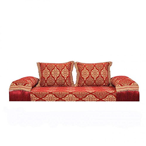 Orientalisches Sofa Salma Rot 15 marokkanische Sitzcouch 5tlg inklusive Füllung mit Rücken- & Lehnenkissen | Das Original aus Marrakesch | Arabische Sidari Sitzecke Sark Kösesi Sitzgarnitur | MO1570 von Casa Moro