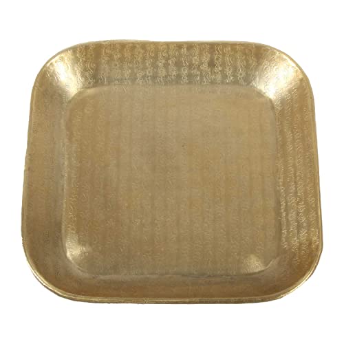 Orientalisches Tablett Prisma Gold mit Ornamenten verziert, Deko-Tablett marokkanischer Stil TSV1001 von Casa Moro