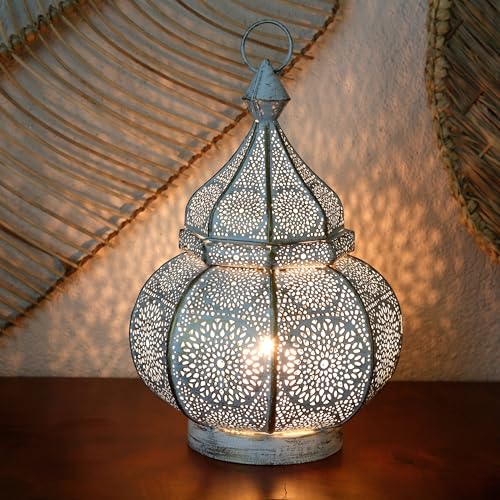 Ramdan Windlicht Laterne Metall Gold Deko Tischlampe Weiss Vintage Shabby Chic von Casa Moro