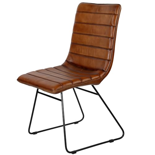 Casa Moro Lederstuhl Polsterstuhl Stühle Esszimmer Stuhl Braun Echtleder Konferenzstuhl Besucherstuhl Wartezimmerstühle Modern von Casa Moro