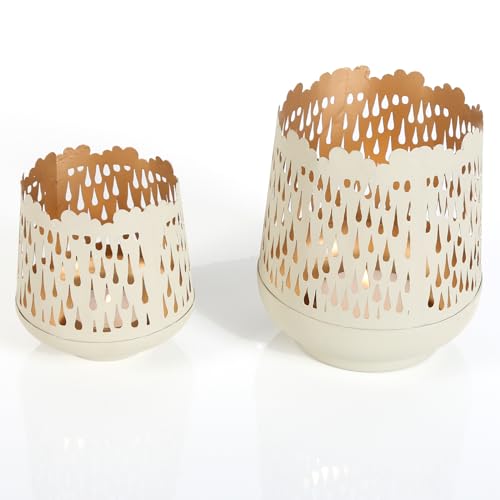 Teelichthalter Metall 2er-Set Windlicht Tropfendes Lichtmuster Tisch-Dekoration Shabby Chic Dekoration Skandi Creme-Weiß Geschenkidee Tino 71223-2 Teelichthalter Metall 2er-Set Windlicht Tropfendes Lichtmuster Tisch-Dekoration Shabby Chic Dekoration Skandi Creme-Weiß Geschenkidee Tino 71223-2 von Casa Moro