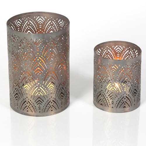 Vintage-Deko Kerzenhalter Teelichthalter Silber Metall 2er-Set Vintage-Deko Kerzenhalter Teelichthalter Silber Metall 2er-Set von Casa Moro
