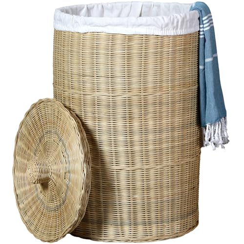 Wäschesammler mit Deckel – Wäschekorb Geflochten aus Rattan, 75 l | Aufbewahrung, Aufbewahrungsbox & Aufbewahrungskorb von Casa Moro