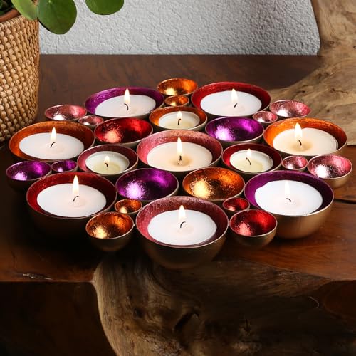XL Teelichthalter Metall Schale Glamour Groß für 14 Teelichter Tisch-Dekoration Geschenkidee Gold Rot Pink Rosa Orange D 30cm Dario 50748-30 XL Teelichthalter Metall Schale Glamour Groß für 14 Teelichter Tisch-Dekoration Geschenkidee Gold Rot Pink Rosa Orange D 30cm Dario 50748-30 von Casa Moro