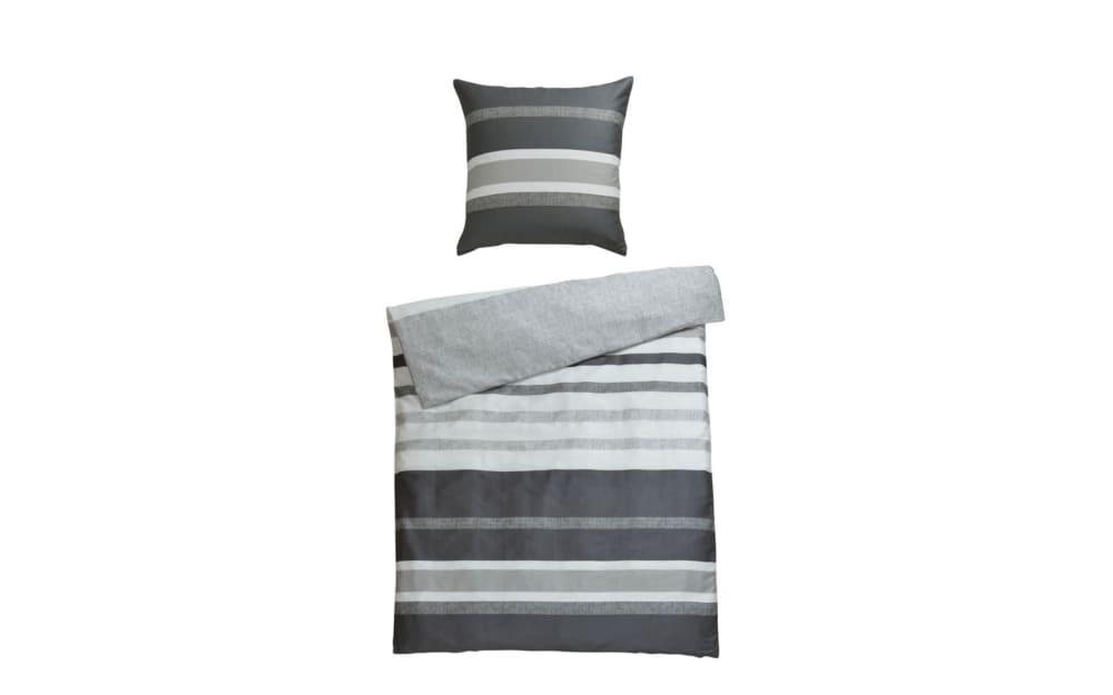Bettwäsche, schwarz/weiß/grau gestreift, 135 x 200 cm von Casa Nova