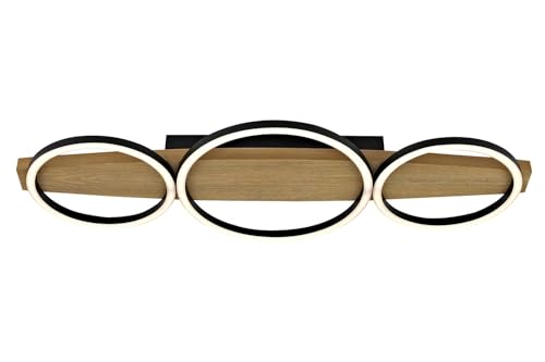 Casa Nova LED-Deckenleuchte - B 70 cm - Braun - Schwarz - Holz - Metall - 3-flammig Casa Nova LED-Deckenleuchte - B 70 cm - Braun - Schwarz - Holz - Metall - 3-flammig von Casa Nova