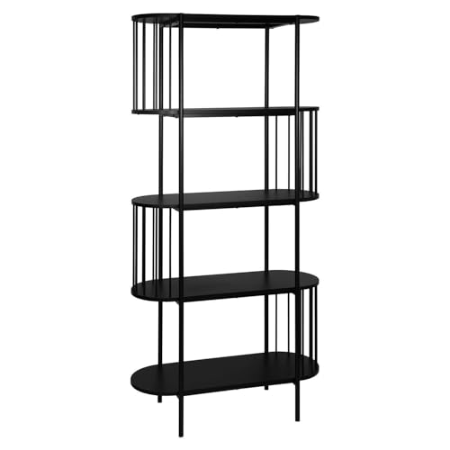 Regal - 80 x 172 cm - Schwarz matt - Metall - mit 4 Fächern von Casa Nova