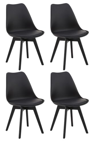 Casa Nova Stühle - Schwarz - Holzgestell - Kunstleder - Kunststoff - 4er Set von Casa Nova