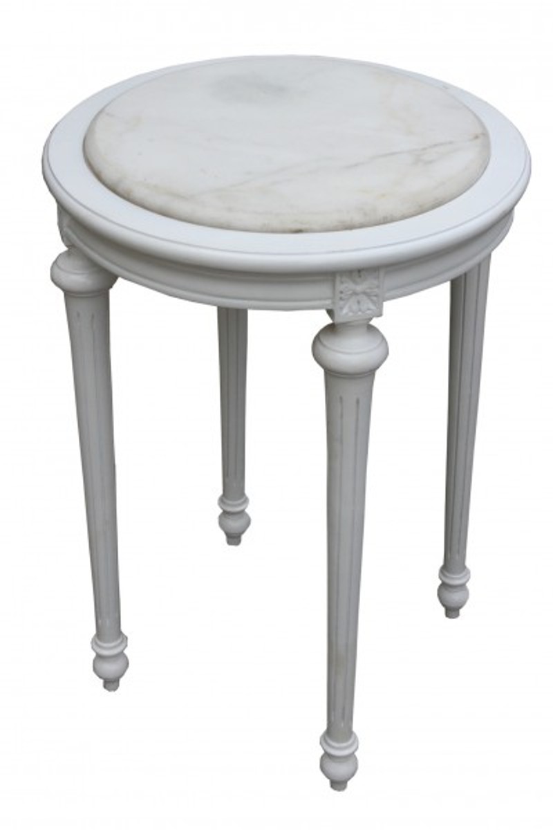 Barock Beistelltisch Rund WeiÃ/Weià Marmorplatte ModY24 72 x 49 cm Antik Stil Barock Beistelltisch Rund WeiÃ/Weià Marmorplatte ModY24 72 x 49 cm Antik Stil von Casa Padrino