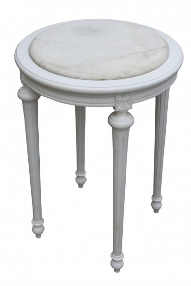 Barock Beistelltisch Rund WeiÃ/Weià Marmorplatte ModY24 72 x 49 cm Antik Stil Barock Beistelltisch Rund WeiÃ/Weià Marmorplatte ModY24 72 x 49 cm Antik Stil von Casa Padrino