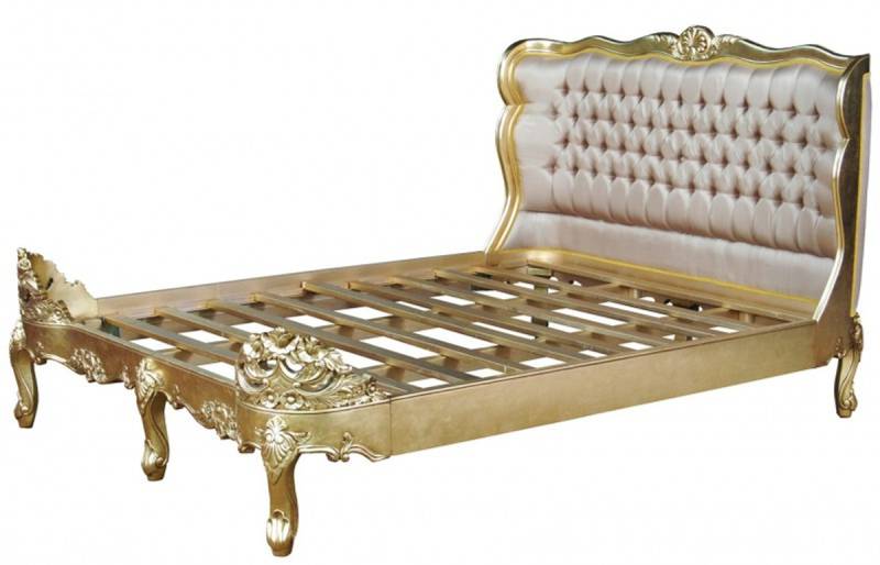 Barock Bett Barocco Splendid Gold / Creme Satinstoff 180 x 200 cm aus der Luxus Kollektion von Casa Padrino von Casa Padrino