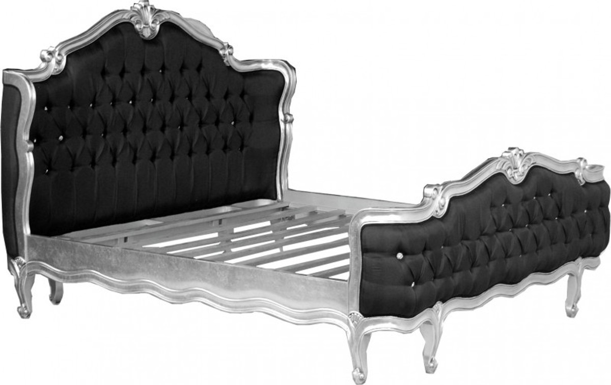 Barock Bett St. Tropez Schwarz / Silber mit Bling Bling Glitzersteinen 180 x 200 cm aus der Luxus Kollektion von Casa Padrino Barock Bett St. Tropez Schwarz / Silber mit Bling Bling Glitzersteinen 180 x 200 cm aus der Luxus Kollektion von Casa Padrino von Casa Padrino