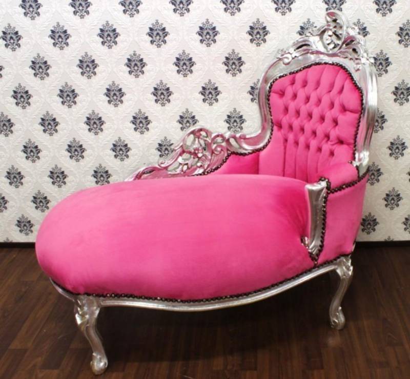 Barock Kinder Chaiselongue Rosa / Silber - Recamiere Barock MÃ¶bel von Casa Padrino