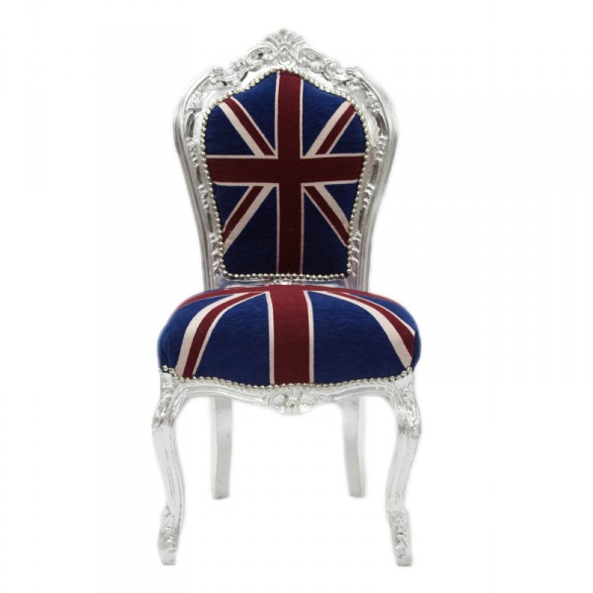 Bew! Casa Padrino Barock Esszimmer Stuhl Union Jack / Silber - Möbel Antik Stil Bew! Casa Padrino Barock Esszimmer Stuhl Union Jack / Silber - Möbel Antik Stil von Casa Padrino
