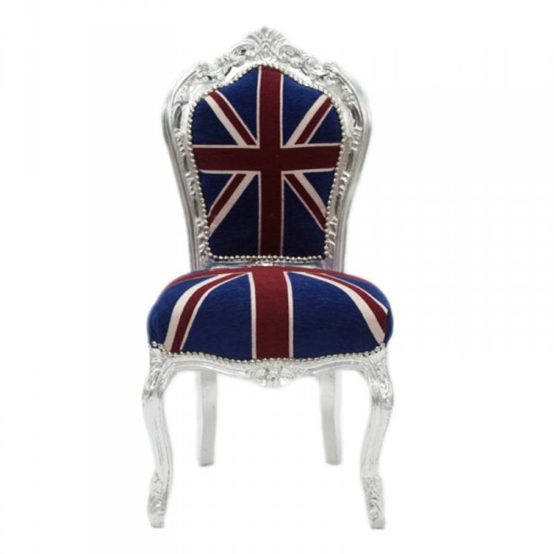 Bew! Casa Padrino Barock Esszimmer Stuhl Union Jack / Silber - MÃ¶bel Antik Stil von Casa Padrino
