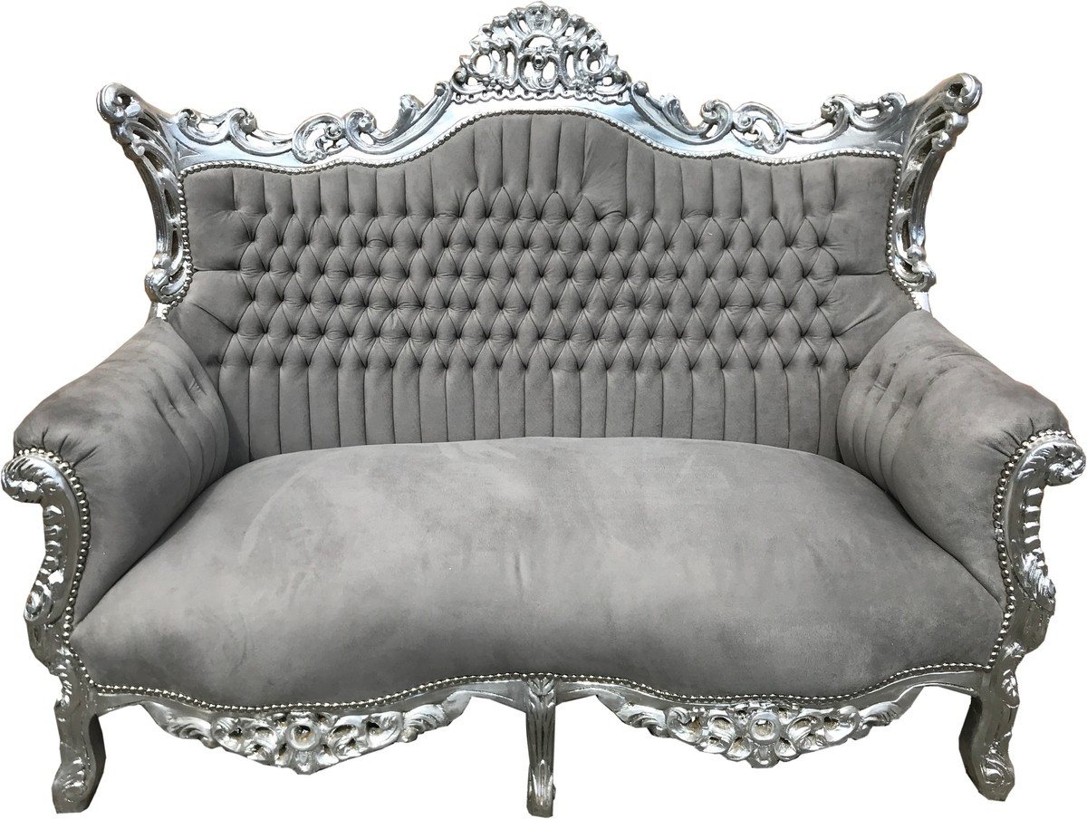 Casa Padrino 2-Sitzer Barock 2-er Sofa Master Grau / Silber - Antik Stil Möbel von Casa Padrino