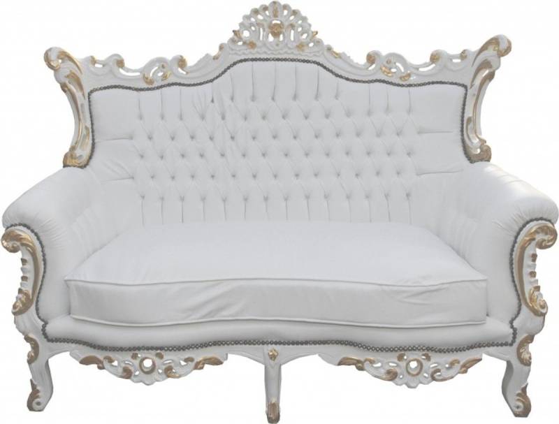 Casa Padrino 2-Sitzer Barock 2-er Sofa Master Weiss/Gold Mod2 - Wohnzimmer Couch Möbel Lounge - Limited Edition von Casa Padrino