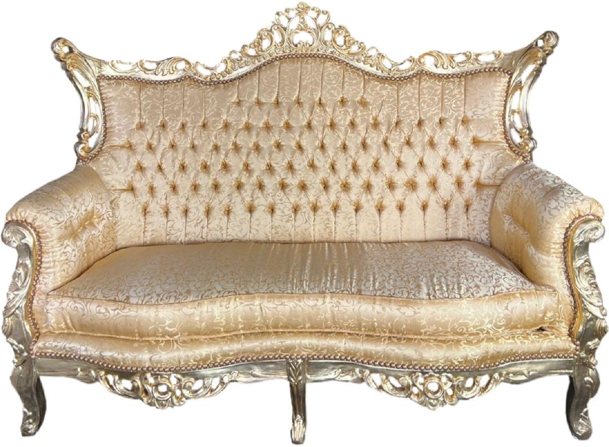 Casa Padrino 2-Sitzer Barock 2er Sofa Gold Muster / Gold - Antik Stil Wohnzimmer Sofa mit Muster - Antik Stil Wohnzimmer Möbel - Barock Wohnzimmer Möbel von Casa Padrino