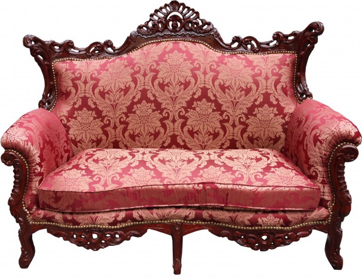 Casa Padrino 2-Sitzer Barock 2er Sofa Master Bordeaux Muster / Braunrot - Wohnzimmer Couch Möbel Lounge von Casa Padrino