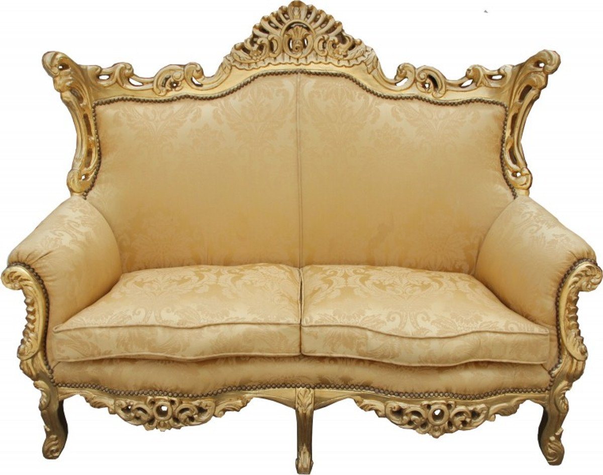 Casa Padrino 2-Sitzer Barock 2er Sofa Master Gold Blumen Muster/ Gold 2Mod - Wohnzimmer Couch Möbel Lounge von Casa Padrino