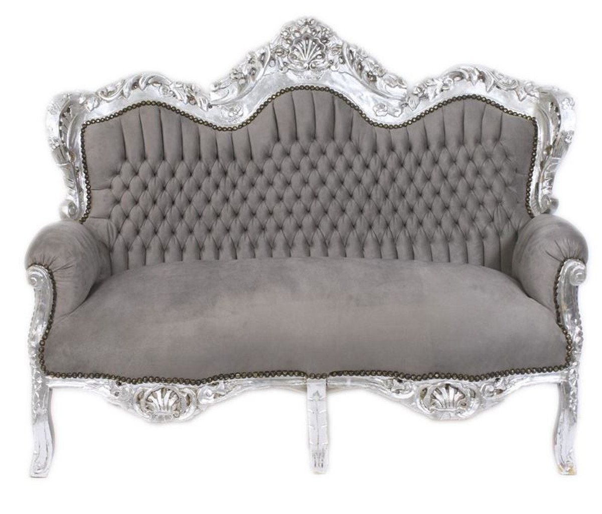 Casa Padrino 2-Sitzer Barock 2er Sofa Master Grau / Silber - Möbel von Casa Padrino