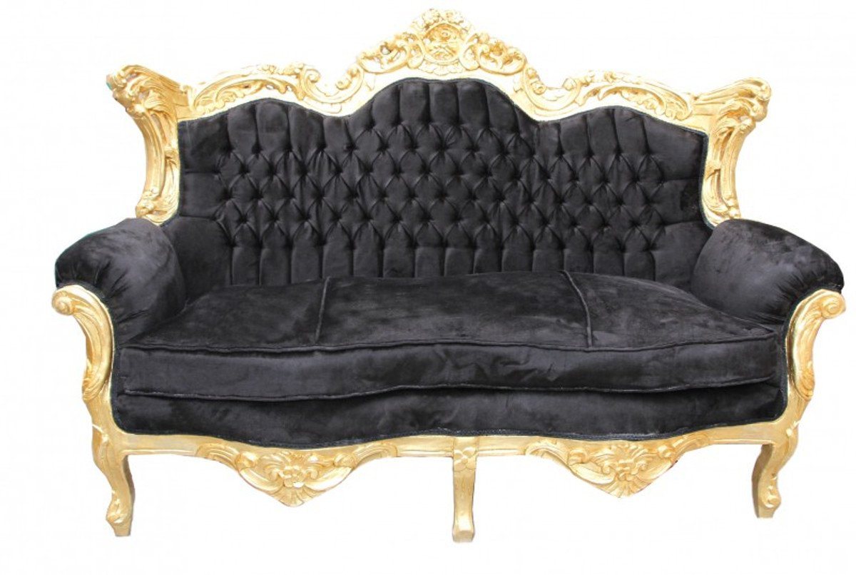 Casa Padrino 2-Sitzer Barock 2er Sofa Master Schwarz / Gold - Wohnzimmer Couch Möbel Lounge von Casa Padrino