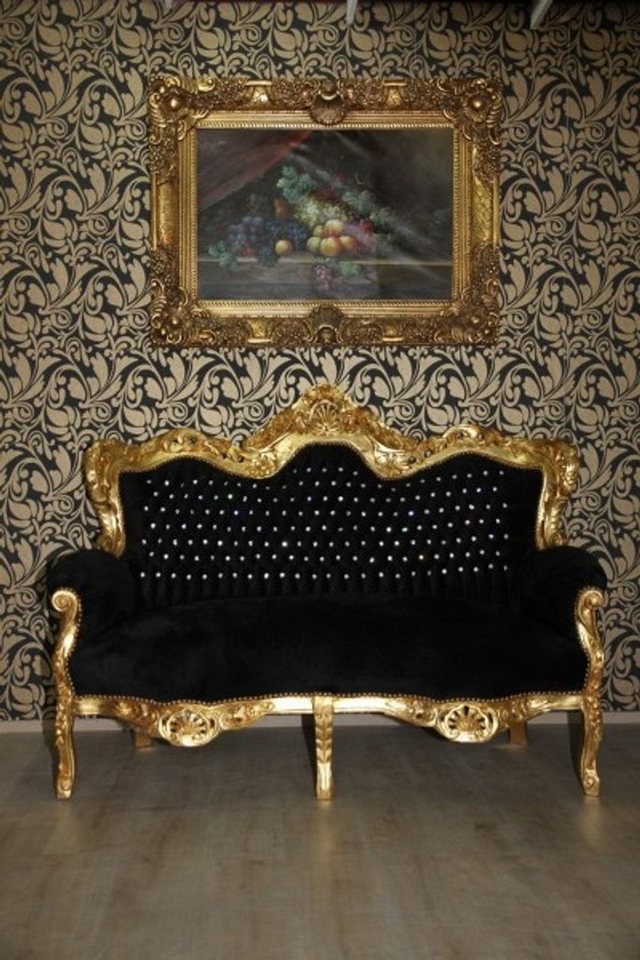 Casa Padrino 2-Sitzer »Barock 2er Sofa Master Schwarz / Gold mit Bling Bling Glitzersteinen« von Casa Padrino