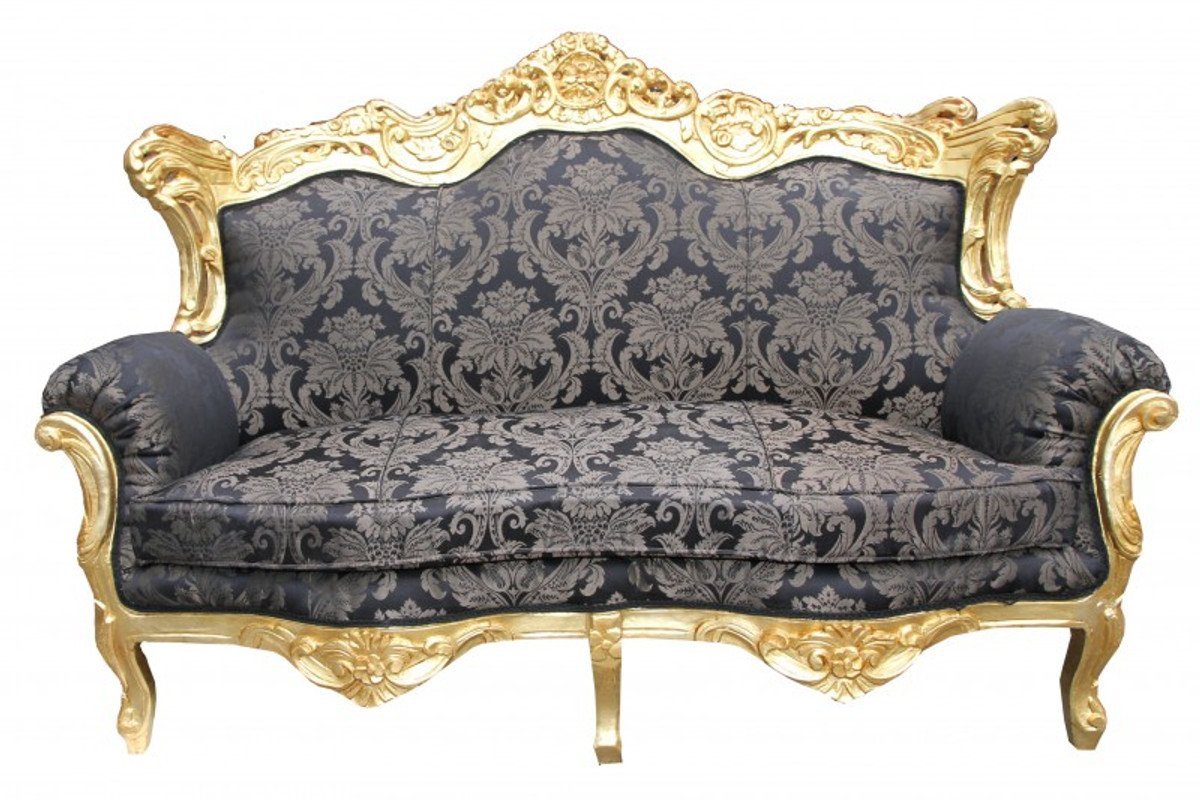 Casa Padrino 2-Sitzer Barock 2er Sofa Master Schwarz Muster/ Gold 2Mod - Wohnzimmer Couch Möbel Lounge von Casa Padrino