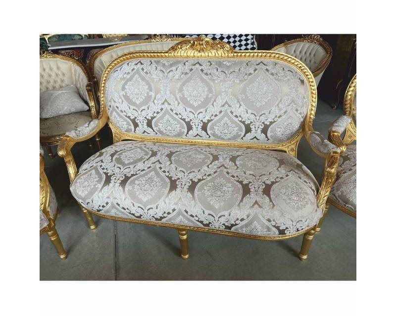 Casa Padrino 2-Sitzer Casa Padrino Barock 2er Sofa Grau / Gold 150 cm - Barock Möbel Casa Padrino 2-Sitzer Casa Padrino Barock 2er Sofa Grau / Gold 150 cm - Barock Möbel von Casa Padrino