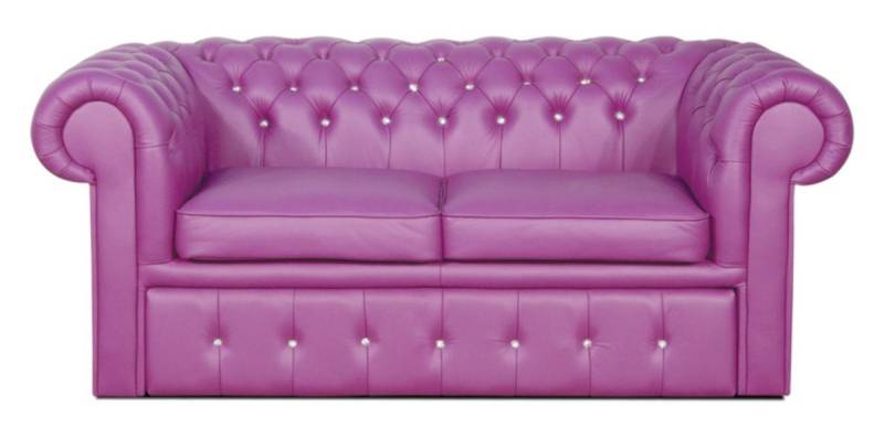 Casa Padrino 2-Sitzer Echtleder 2er Sofa in violett mit Swarowski Kristallsteinen 180 x 100 x H. 78 cm - Luxus Chesterfield Schlafsofa von Casa Padrino