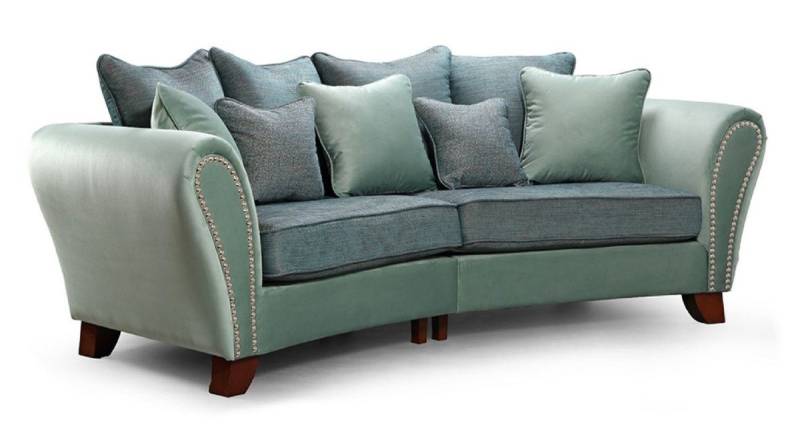 Casa Padrino 2-Sitzer Luxus 2er Sofa Grün / Blau / Dunkelbraun 250 x 120 x H. 100 cm - Gebogenes Wohnzimmer Sofa - Luxus Wohnzimmer Möbel von Casa Padrino