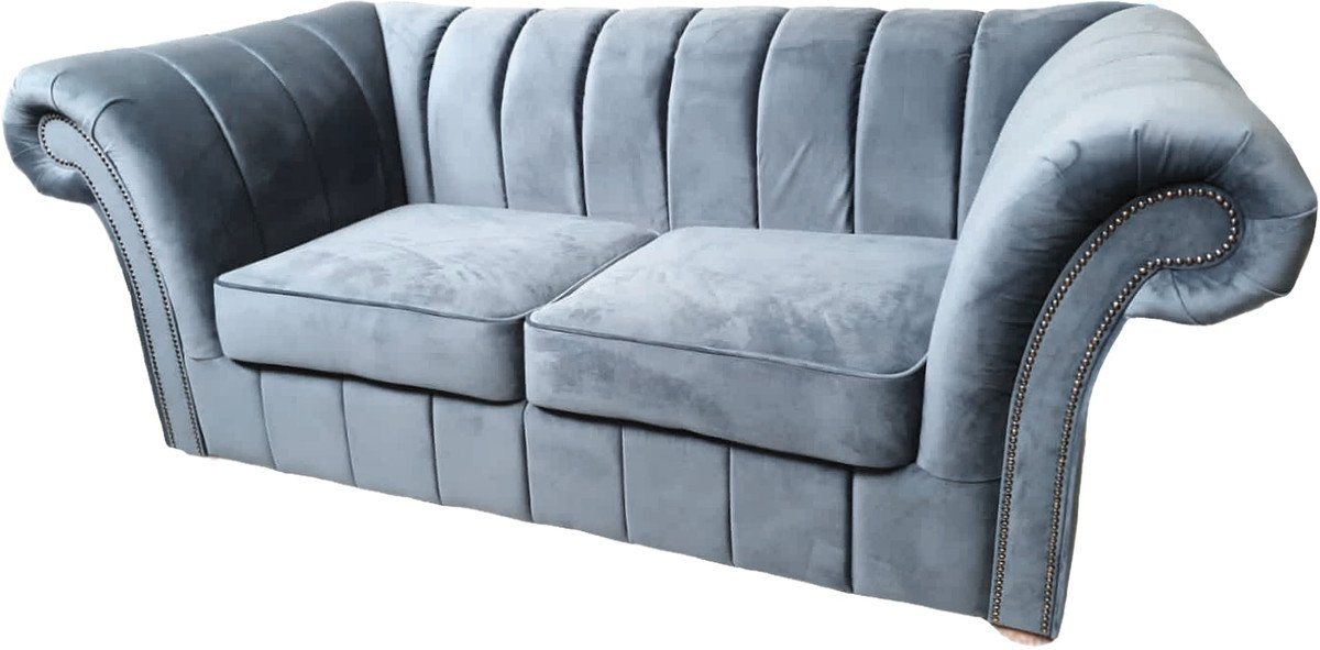 Casa Padrino 2-Sitzer Luxus 2er Sofa Hellgrau 170 cm - Chesterfield Möbel Grau von Casa Padrino