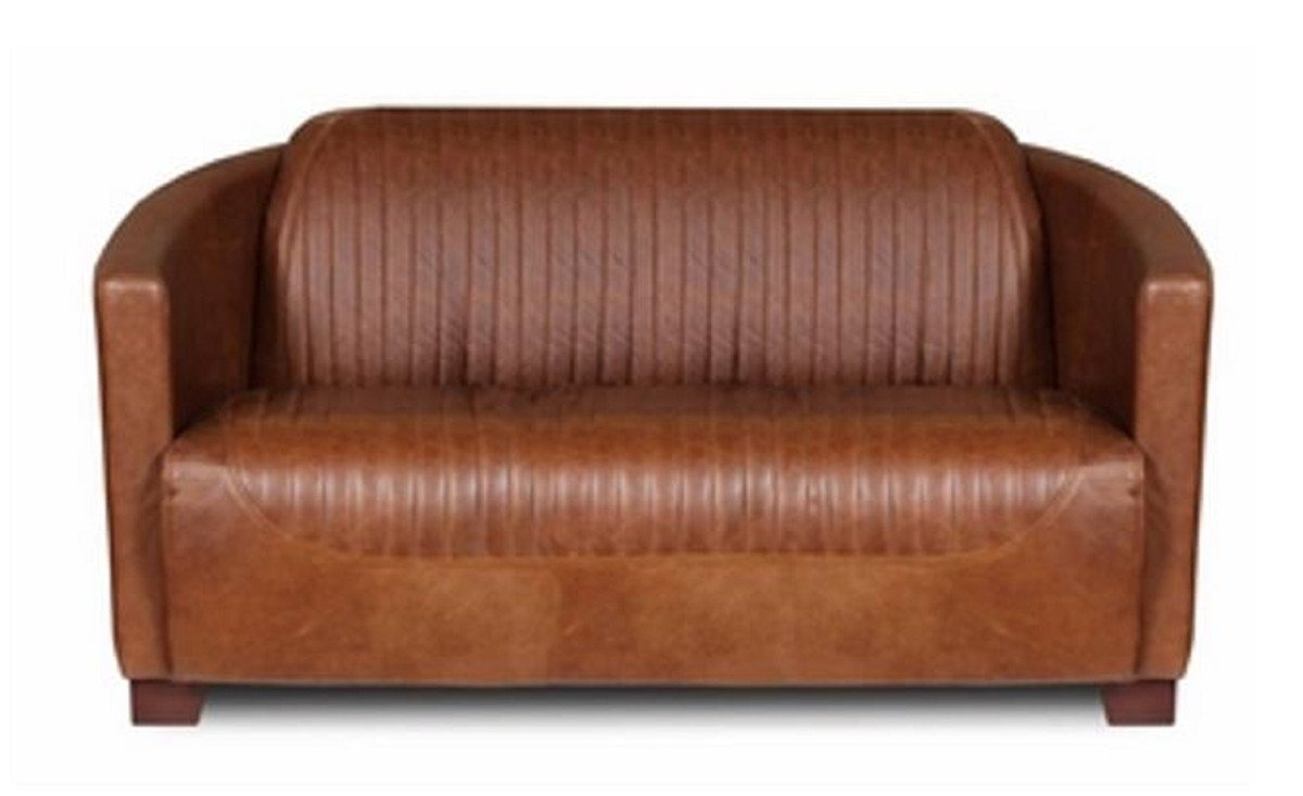 Casa Padrino 2-Sitzer Luxus Leder 2er Sofa Vintage Braun / Dunkelbraun 130 x 83 x H. 70 cm - Echtleder Wohnzimmer Sofa - Wohnzimmer Möbel - Luxus Kollektion von Casa Padrino