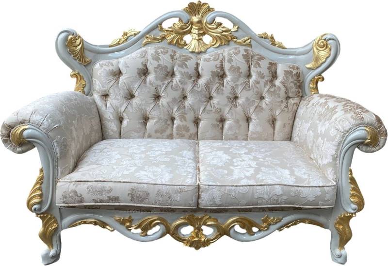 Casa Padrino 2-Sitzer Pompöös by Luxus Barock 2er Sofa Creme Bouquet Muster / Weiß / Gold - Pompööses Barock Sofa designed by Harald Glööckler Casa Padrino 2-Sitzer Pompöös by Luxus Barock 2er Sofa Creme Bouquet Muster / Weiß / Gold - Pompööses Barock Sofa designed by Harald Glööckler von Casa Padrino