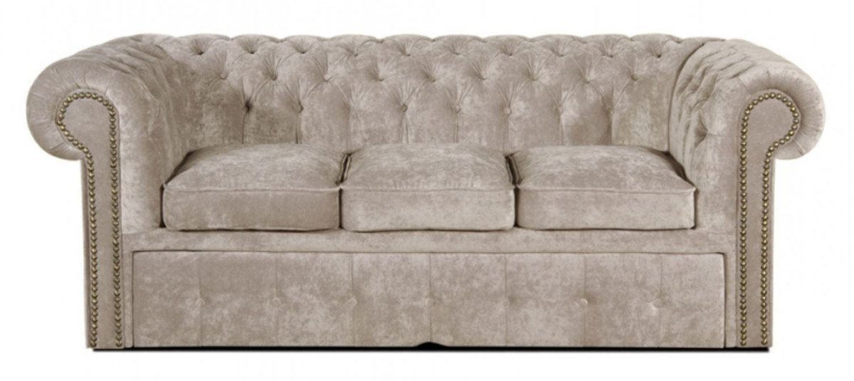 Casa Padrino 3-Sitzer 3er Sofa Grau 210 x 100 x H. 78 cm - Luxus Chesterfield Schlafsofa von Casa Padrino