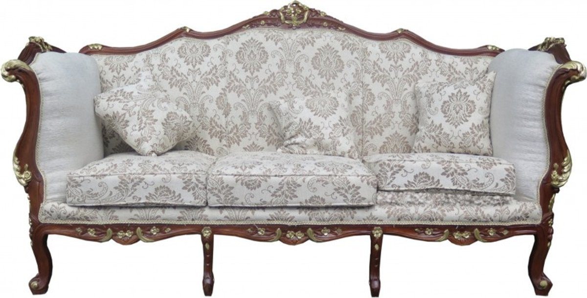 Casa Padrino 3-Sitzer Barock 3-er Sofa Creme / Braun / Gold Mod2 - Möbel Antik Stil - Limited Edition von Casa Padrino