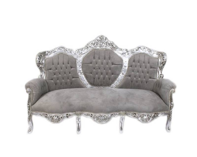 Casa Padrino 3-Sitzer Barock 3-er Sofa "King" Grau / Silber - Barock Möbel - Antik Look von Casa Padrino