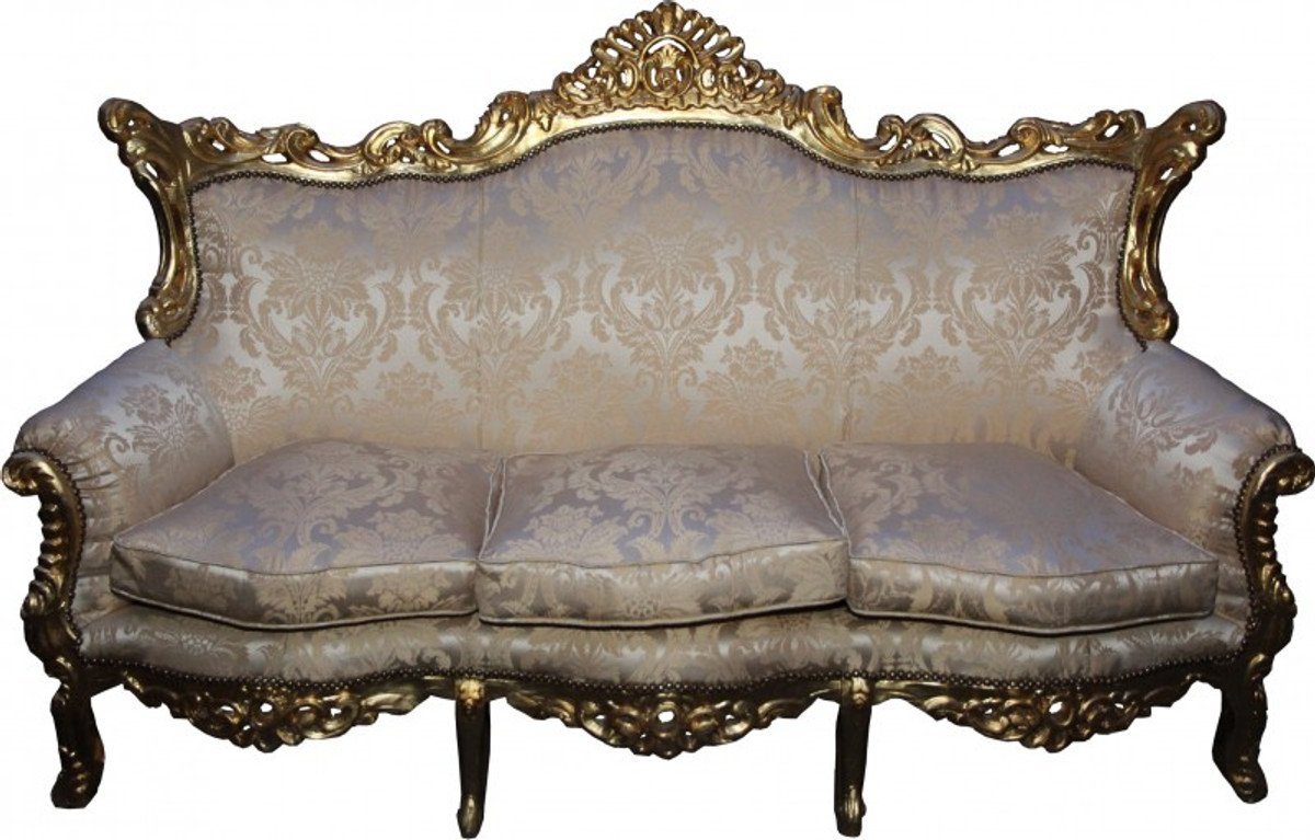 Casa Padrino 3-Sitzer Barock 3-er Sofa Master Creme barock Muster / Gold Mod3 - Wohnzimmer Couch Möbel Lounge von Casa Padrino