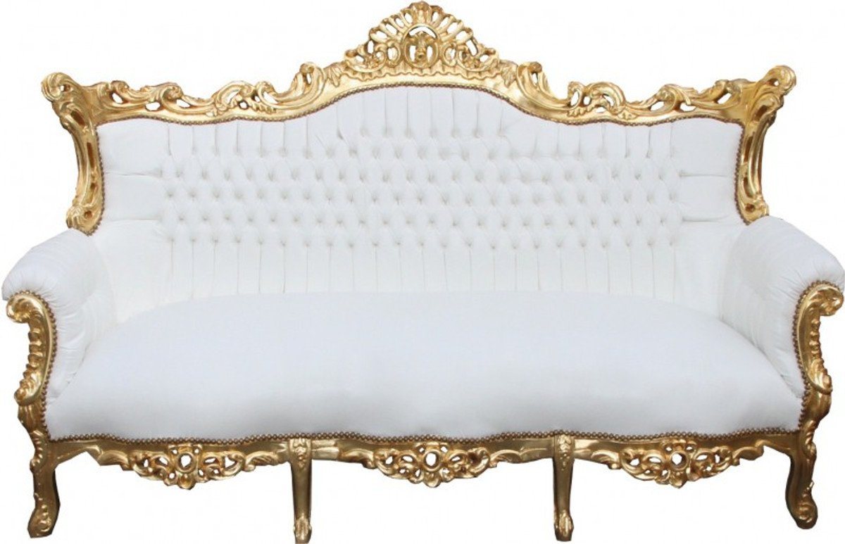 Casa Padrino 3-Sitzer Barock 3-er Sofa Master Weiss/Gold - Antik Möbel von Casa Padrino